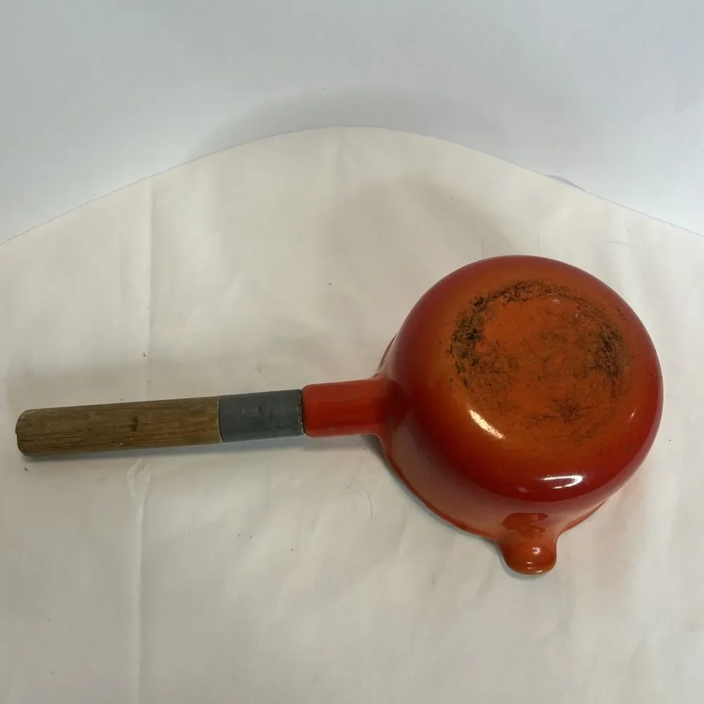 Vintage 60s DESCOWARE Butter Warmer Pot Flame Orange with SPOUT and LID